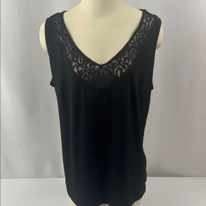 JM‎ Studio Business Casual Black Lace V-Neck Night Out Top Size 1X